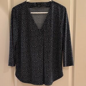 Women's dark Navy and White Polka Dot Top